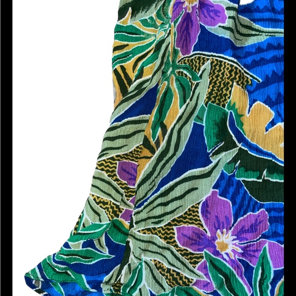 Sag Harbor Vintage Skirt Large Floral Tropical Cottage Y2K Stretch Waist Rayon - Picture 4 of 8